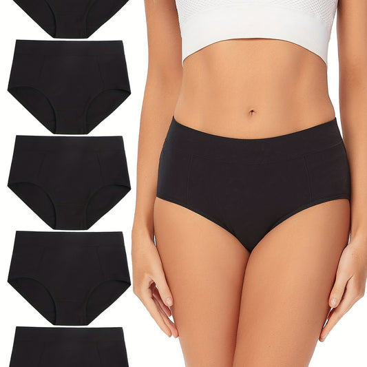 5 Pack Plus Size Panties Set Women's Plus Comfort Solid Full Cover