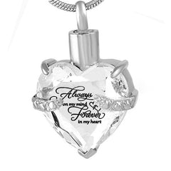 Heart Cremation Urn Necklace For Ashes - Memorial Pendant With Fill Kit