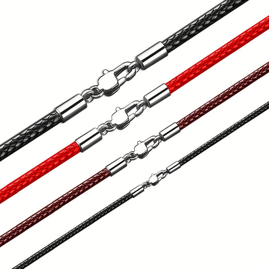 Men 3mm Wax Cord Choker Necklace Stainless Steel Clasp 16