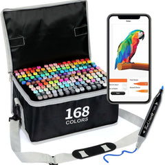168 Dual Tip Art Markers Set with Blender Marker