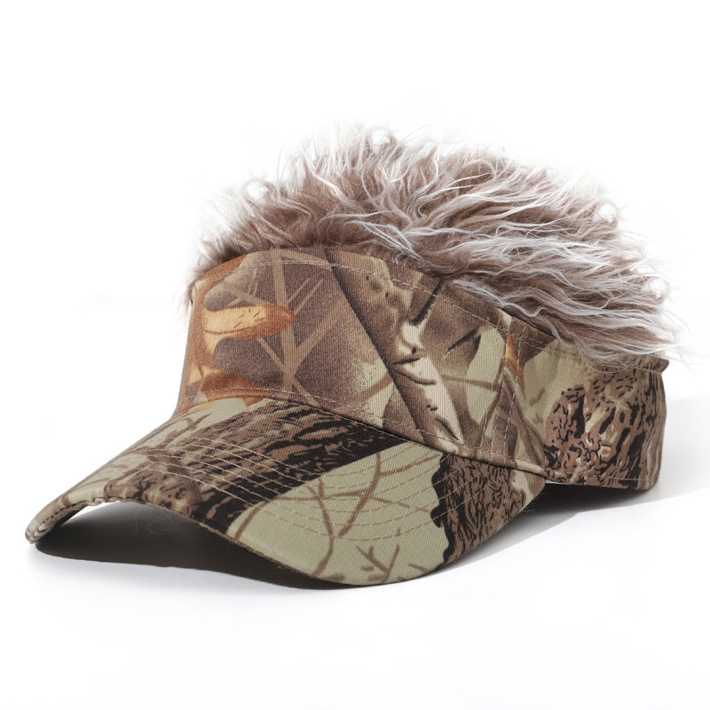 Men's Visor Hat With Wig