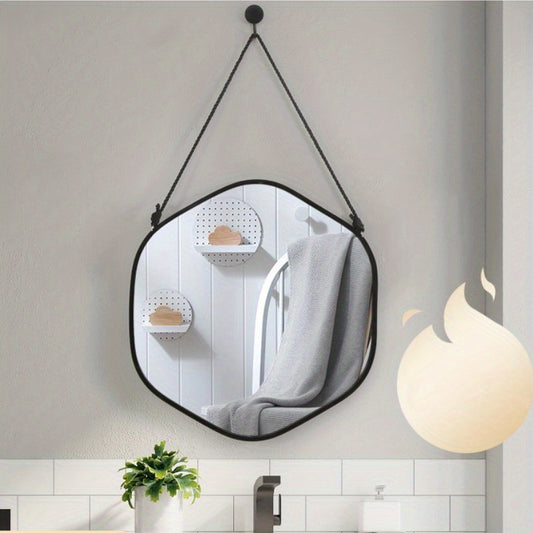 Shape Wall Mirror Framed Beauty Mirror With Hanging Rope