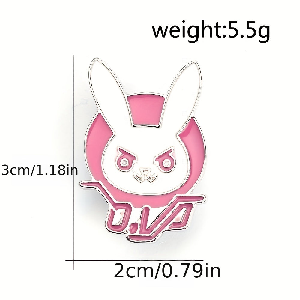 Men's Pink Bunny Brooch, Cartoon Character Backpack Accessory