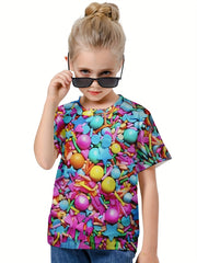 Girls Boys 3D Pattern Short Sleeve T-shirt Summer Clothes Sports