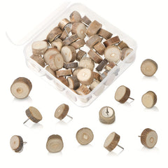 50pcs Wood Thumb Nails Round Push Pins for Cork Board Wall Map Photo Memo