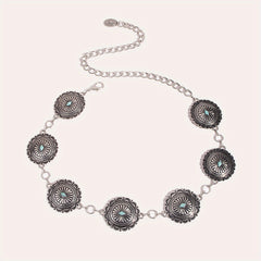 Turquoise Inlaid Waist Chain Western Tassel Belly Chain
