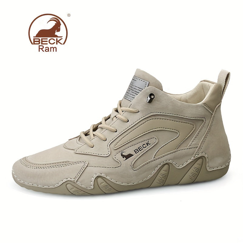 Men's Lace up Boots Slip Resistant Leather Sneakers