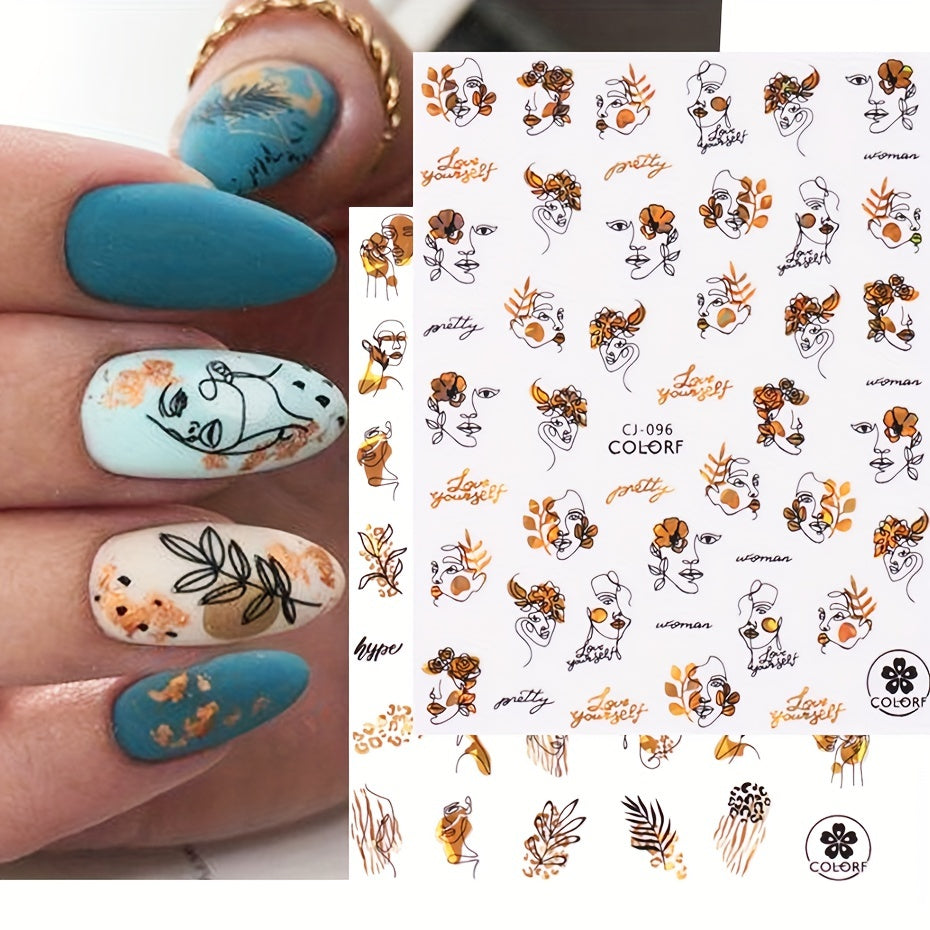 3D Graffiti Nail Art Stickers Abstract Line DIY Manicure Tips Decoration