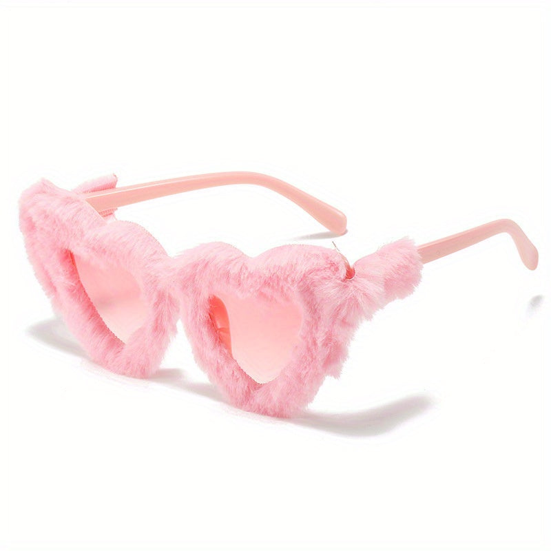 Heart Fluffy Sunglasses For Women Men Candy Glasses Photo Booth Props UV400