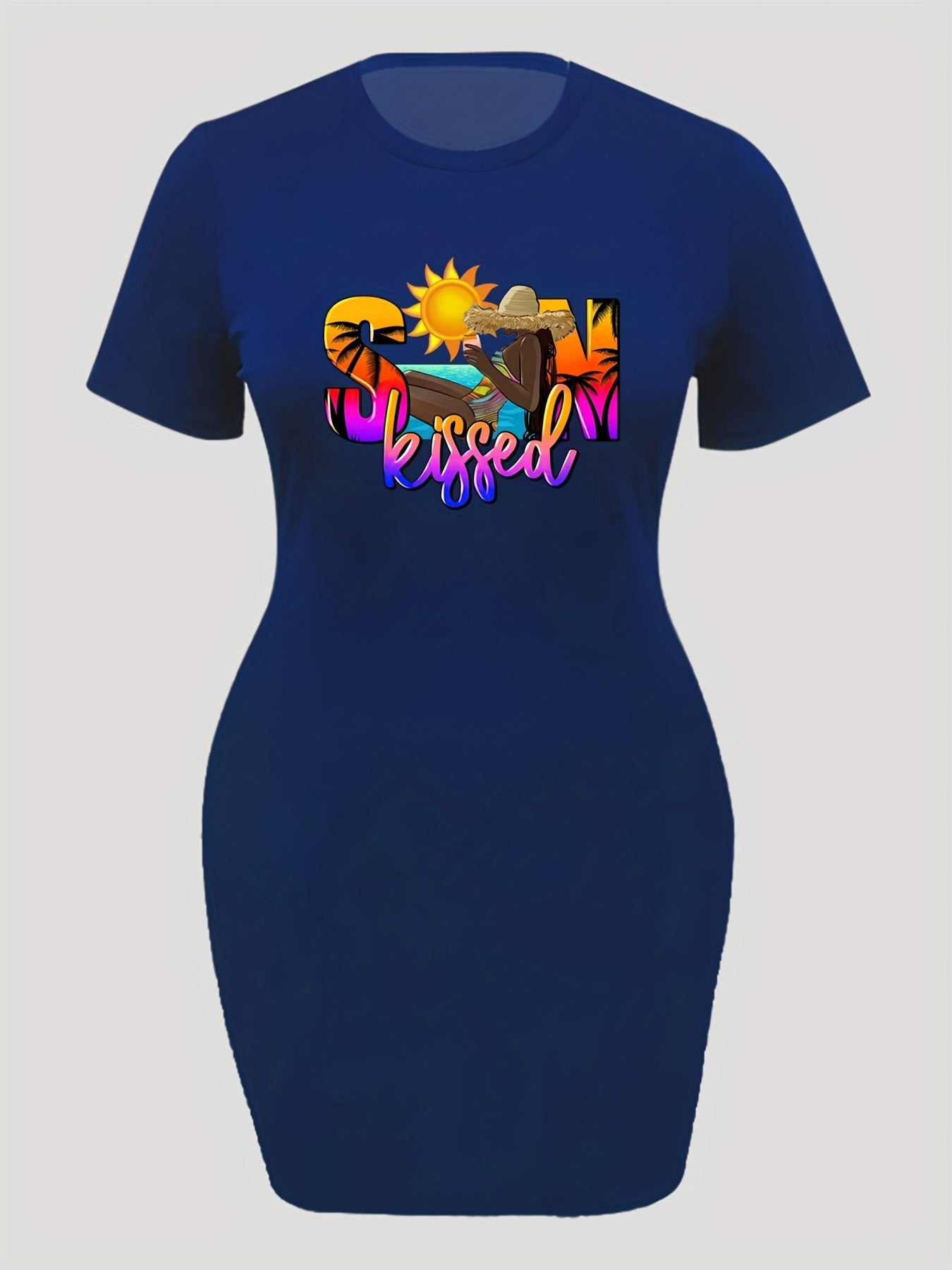  Cartoon Figure Print Short Sleeve Dress