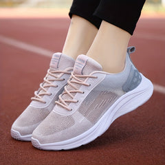Dot & Stripe Pattern Mesh Lace Up Running Shoes Women's Footwear