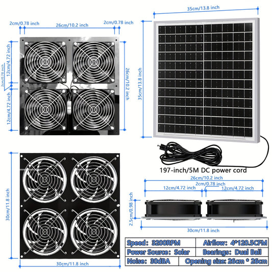 20W Solar Powered Fan for Shed Greenhouse Chicken Coop Dog House