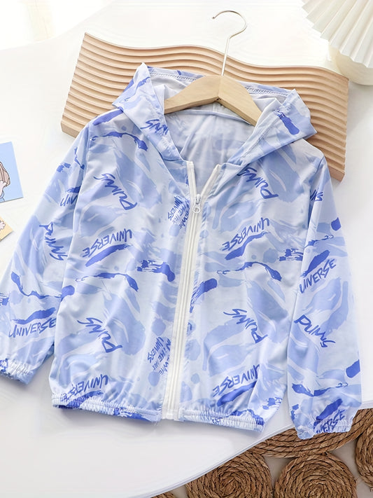 Teen Dinosaur Graphic Hooded Casual Coat Kids Sunscreen Jacket