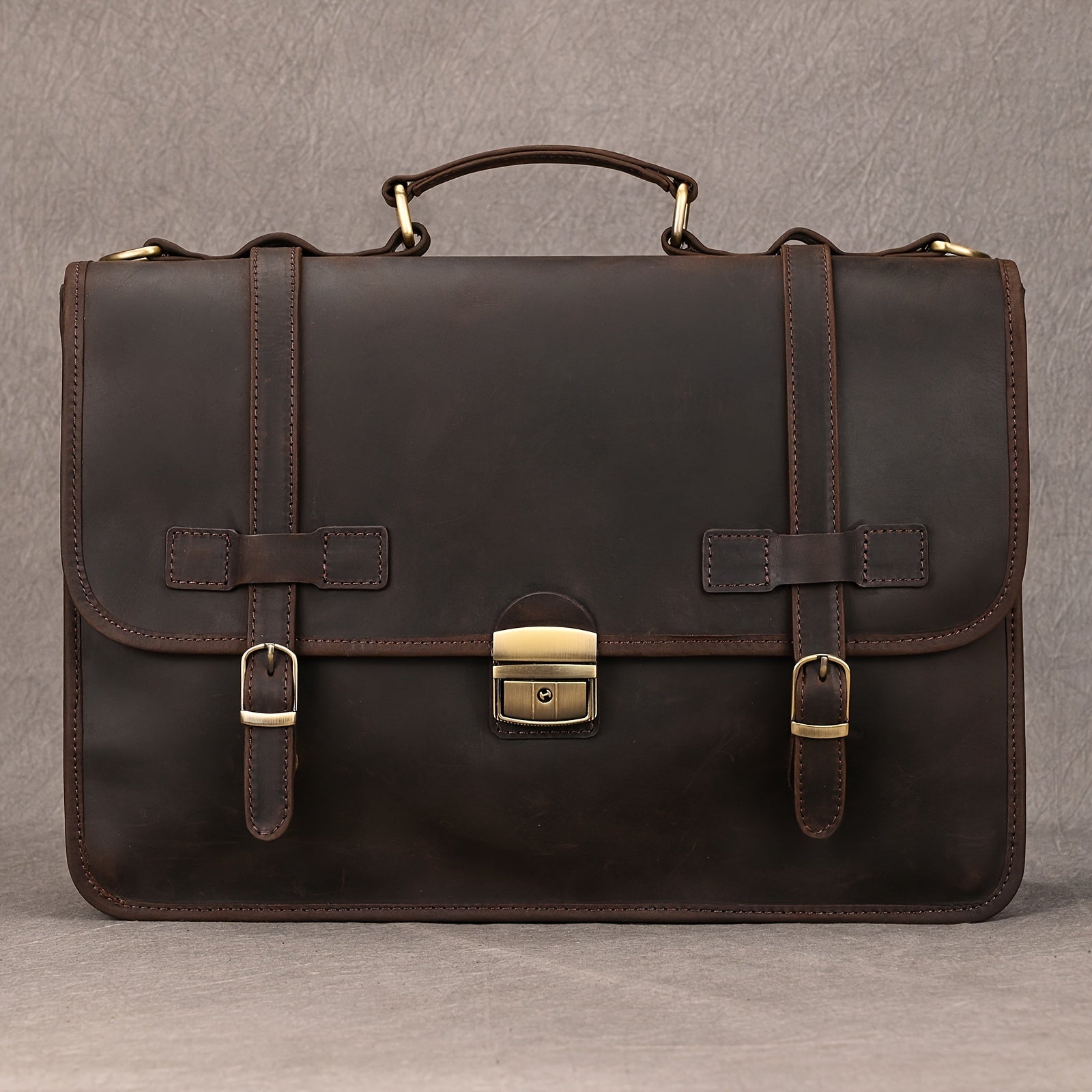 Men's Leather Laptop Messenger Bag Briefcase