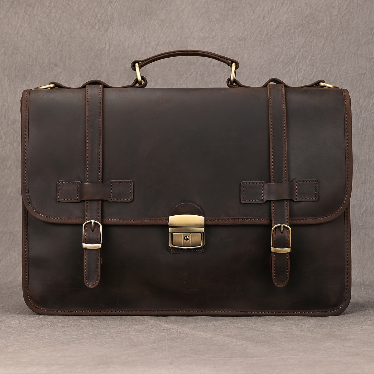 Men's Leather Laptop Messenger Bag Briefcase
