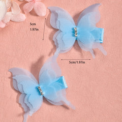 2pcs Chiffon Butterfly Hair Clips - Perfect Holiday Party Gift