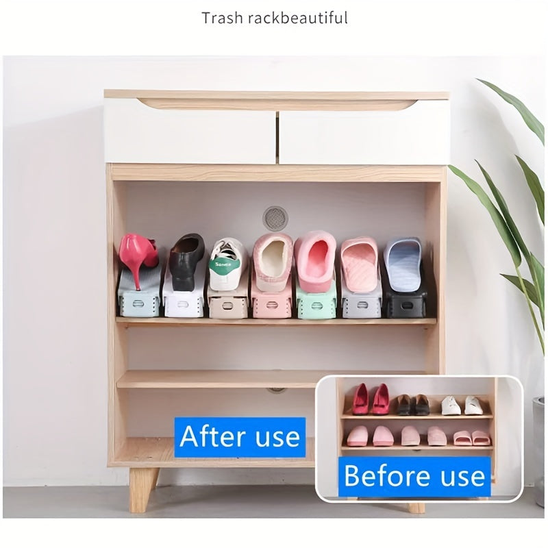 10pcs Shoe Slot Organizer Adjustable Double Layer Shoe Rack