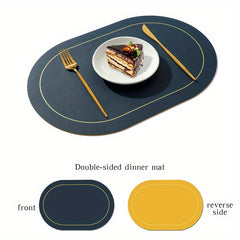 Oval Leather Placemat Pvc Waterproof Dining Table Mat