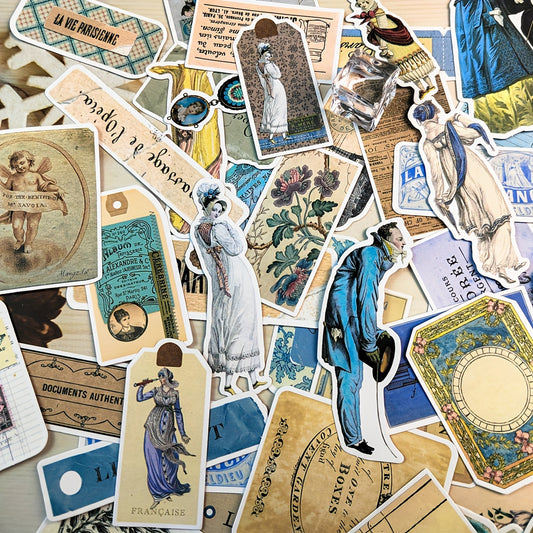 50pcs Retro Vintage Labels Tags Scrapbook Stickers for Junk Journal