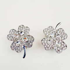 2pcs Four Leaf Clover Rhinestone Button Covers for Easter Football Spring