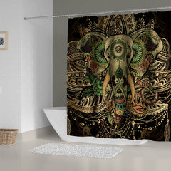 Elephant Flower Shower Curtain with Plastic Hooks