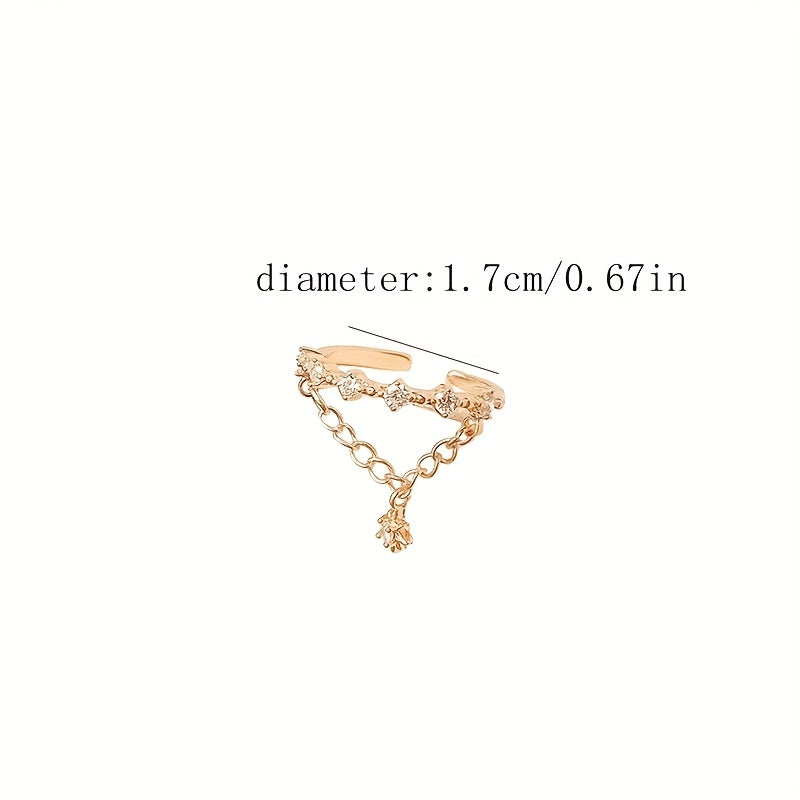 Geometric Chain Ring Star Shape Pendant Adjustable