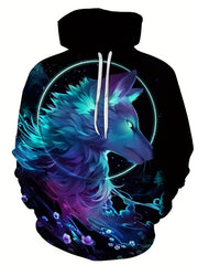 Men's 3D Animal Print Hoodie Breathable Hooded Sweatshirt