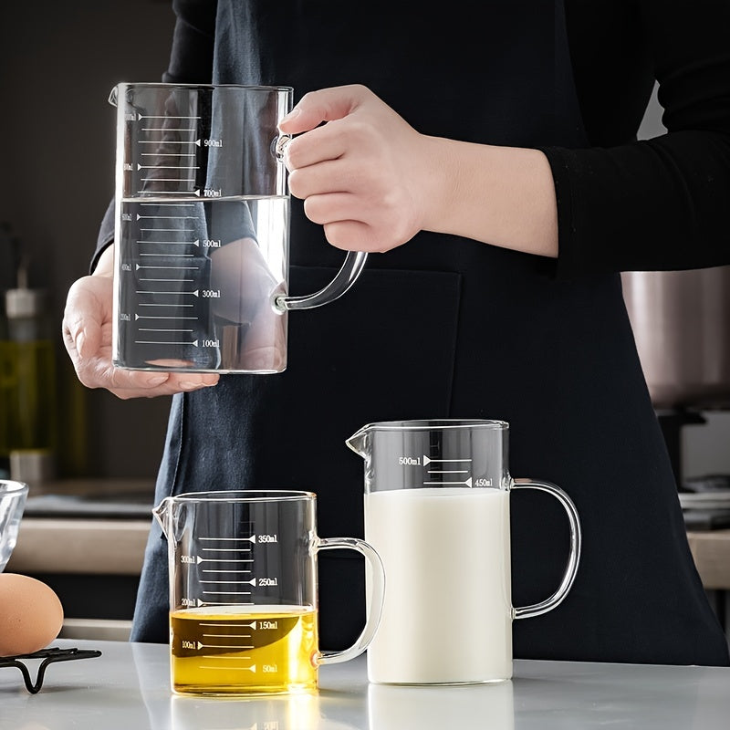 High Glass Measuring Cup with Handle for Kitchen and Restaurant Use