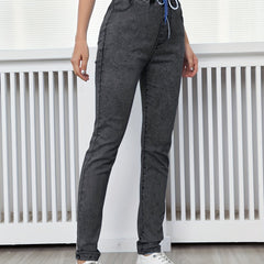 Women's Stretch Drawstring Waistband Slim Fit Denim Pants