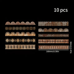 10pcs Traces of the Past Series Material Pack Retro Hollow Lace Journal Decor