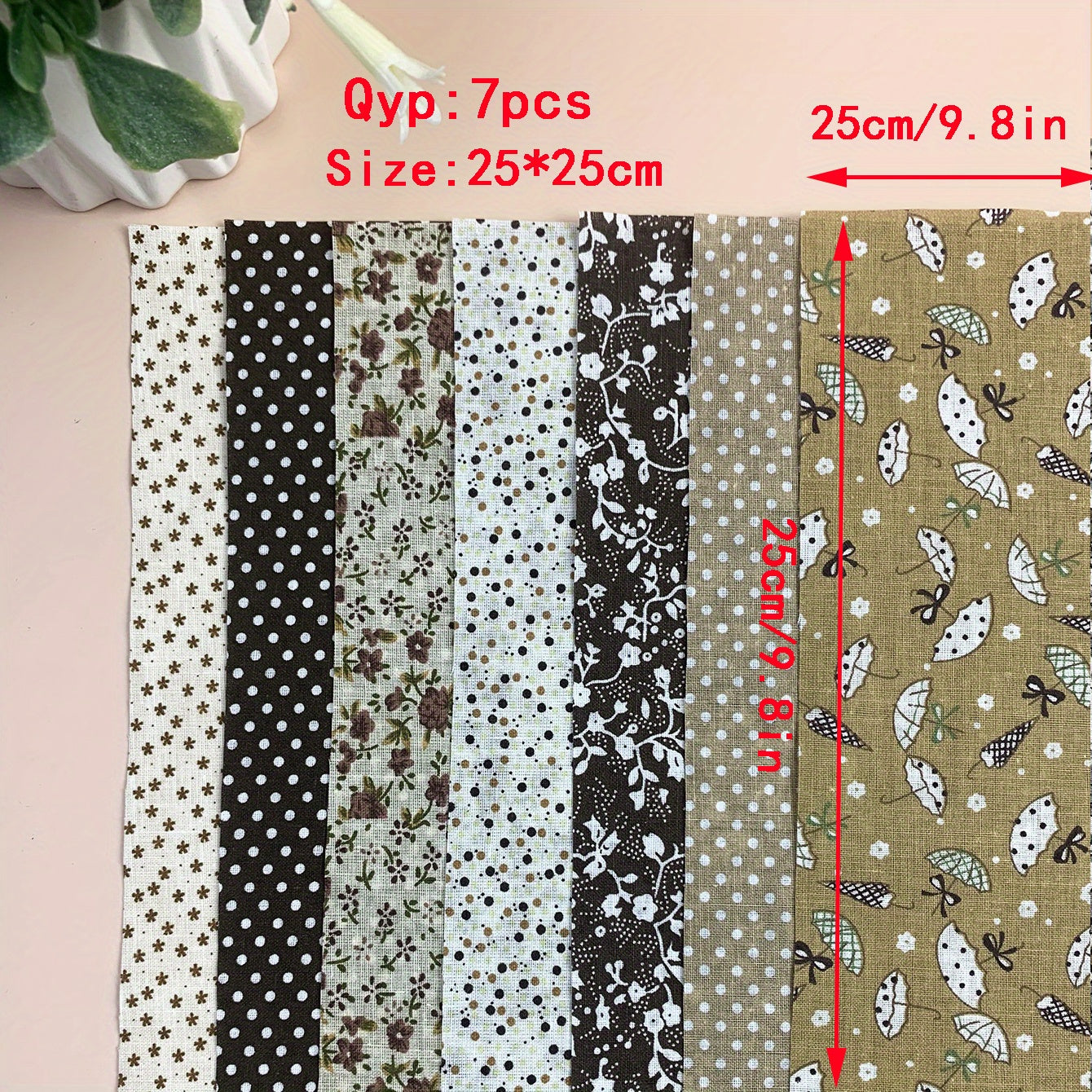 7pcs Cotton Patchwork Fabric Craft Material for Sewing Home Decor
