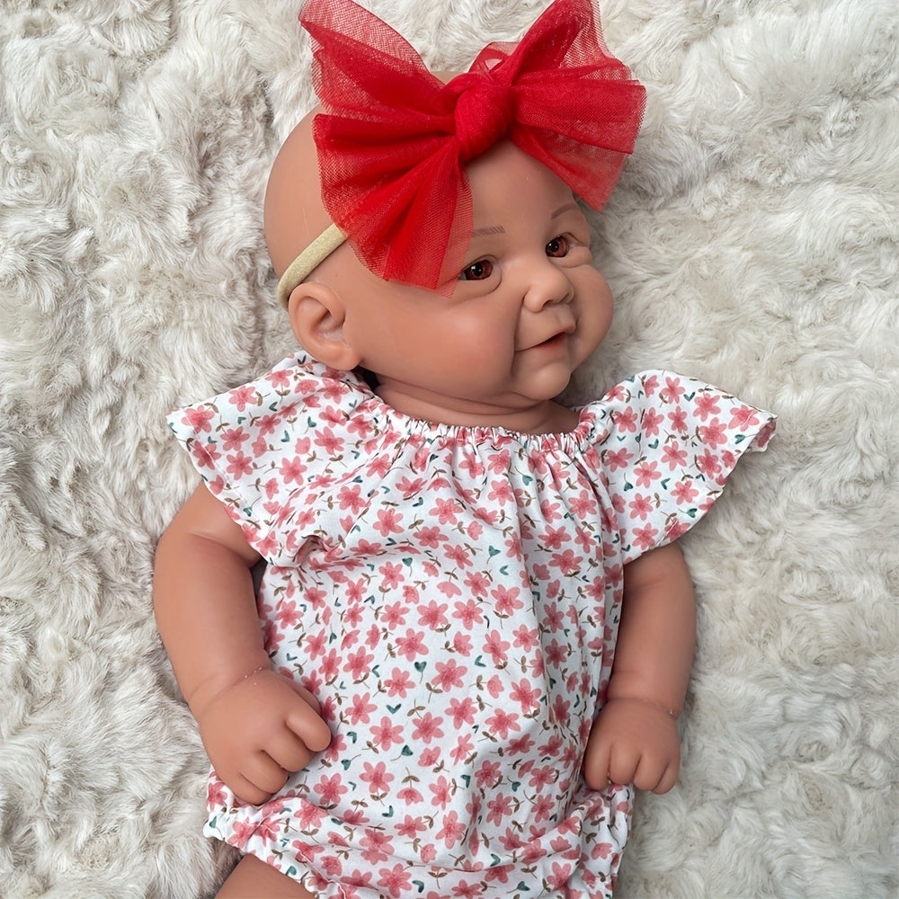 Soft Silicone Reborn Girl Doll with Brown Eyes Hand Painted Outfit
