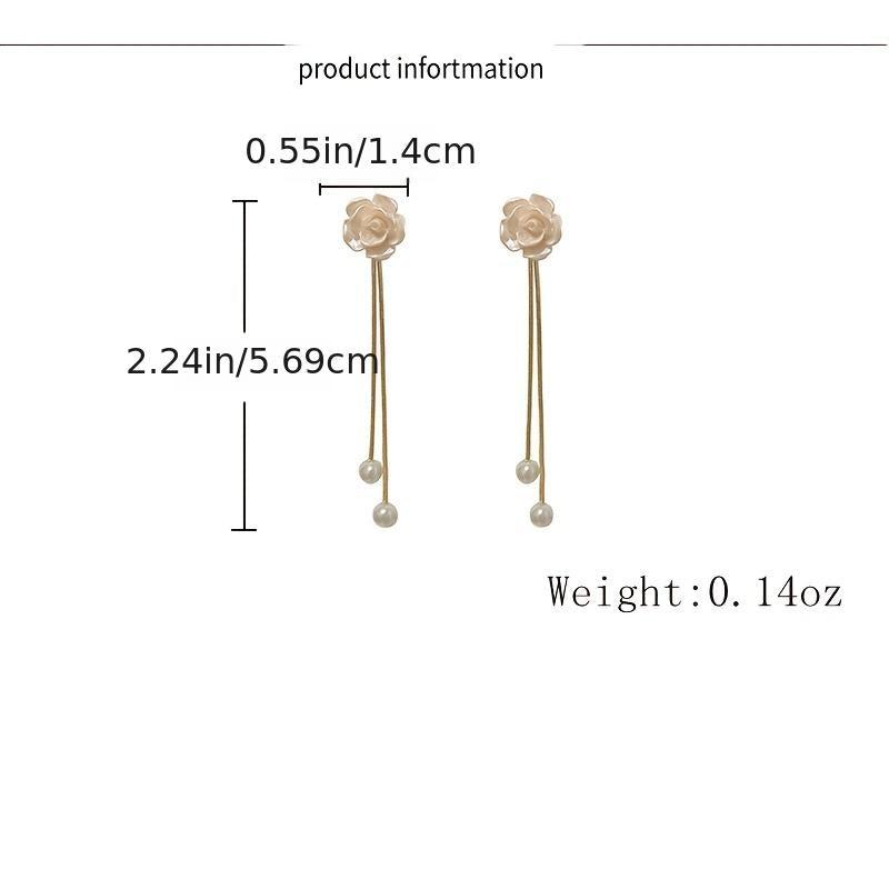 Camellia Tassel Earrings 18K Plated Party Accessories