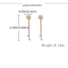 Camellia Tassel Earrings 18K Plated Party Accessories