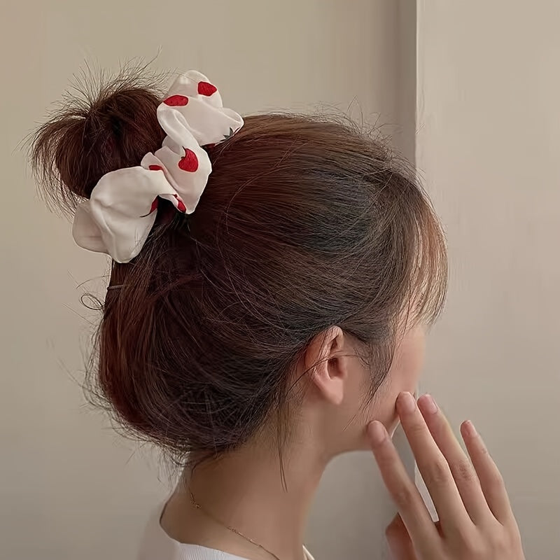 Organza Scrunchie Flower Decor Hair Tie for Women Girls