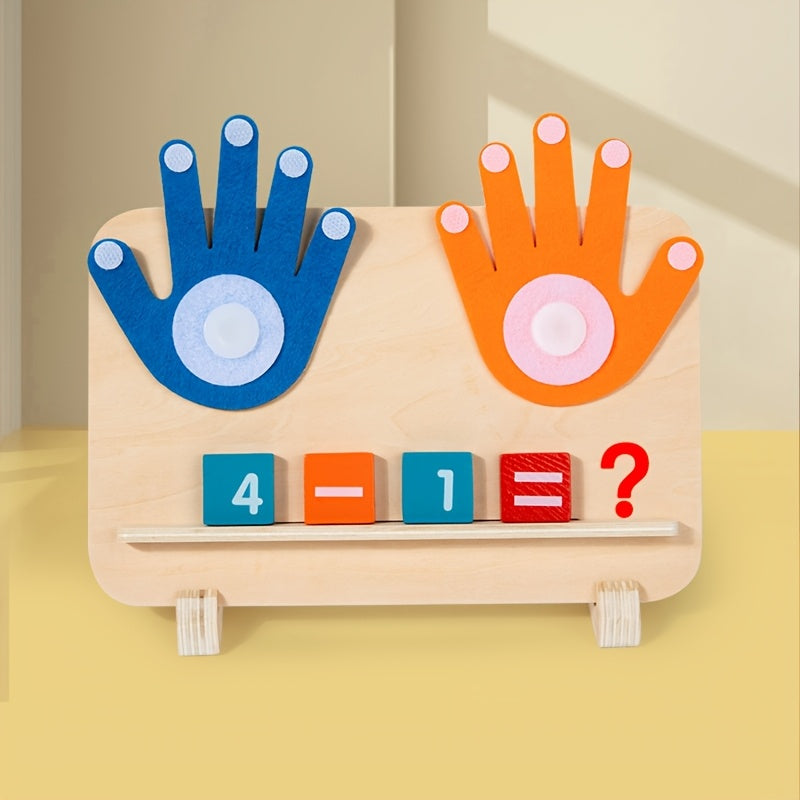 Wooden Finger Counting Toy for Math Learning with 10 Cards