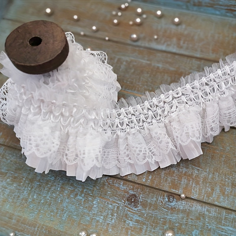 2 Yards Wide Stretch Lace Pleated Swing Curtain Babydoll Costume Fabric