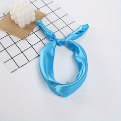 Classic Neckerchief Solid Square Scarf Satin Bandana Head Wrap Hair Accessories