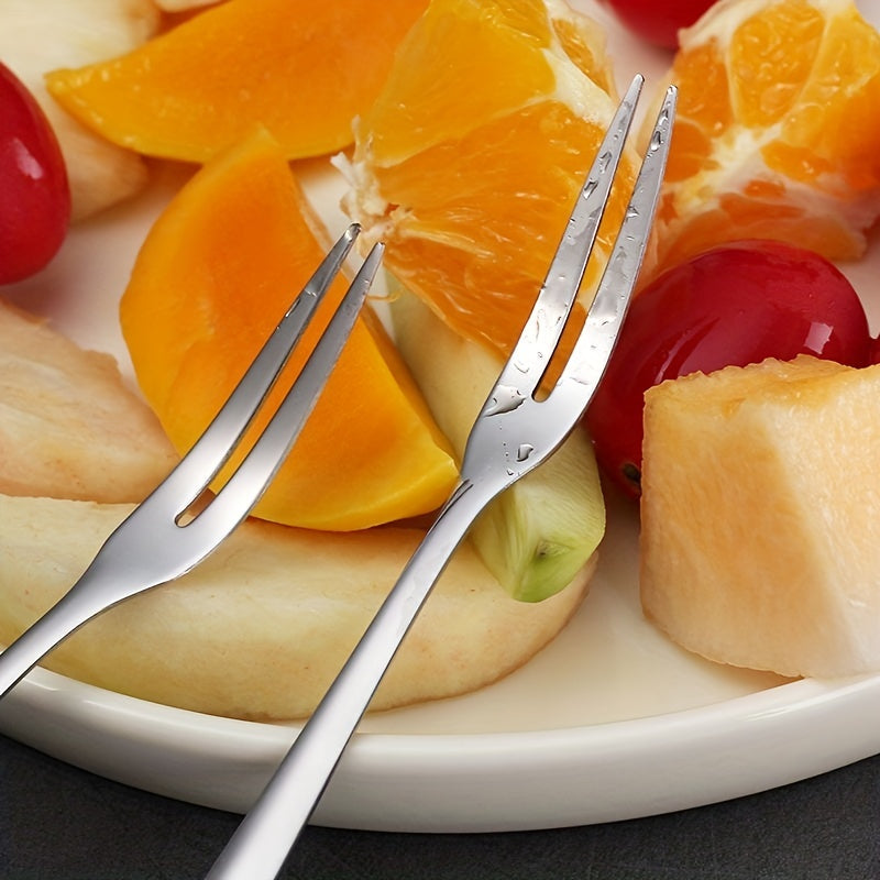 5PCS Stainless Steel Fruit Fork Dessert Fork Portable Small Cake Stick