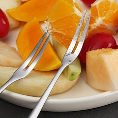 5PCS Stainless Steel Fruit Fork Dessert Fork Portable Small Cake Stick
