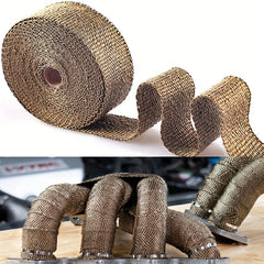 2 X 197'' Titanium Exhaust Heat Wrap Roll Shield Motorcycle with Fiberglass Tape