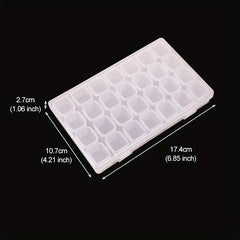 Clear Plastic Storage Box Nail Art Jewelry Case 28 Grids