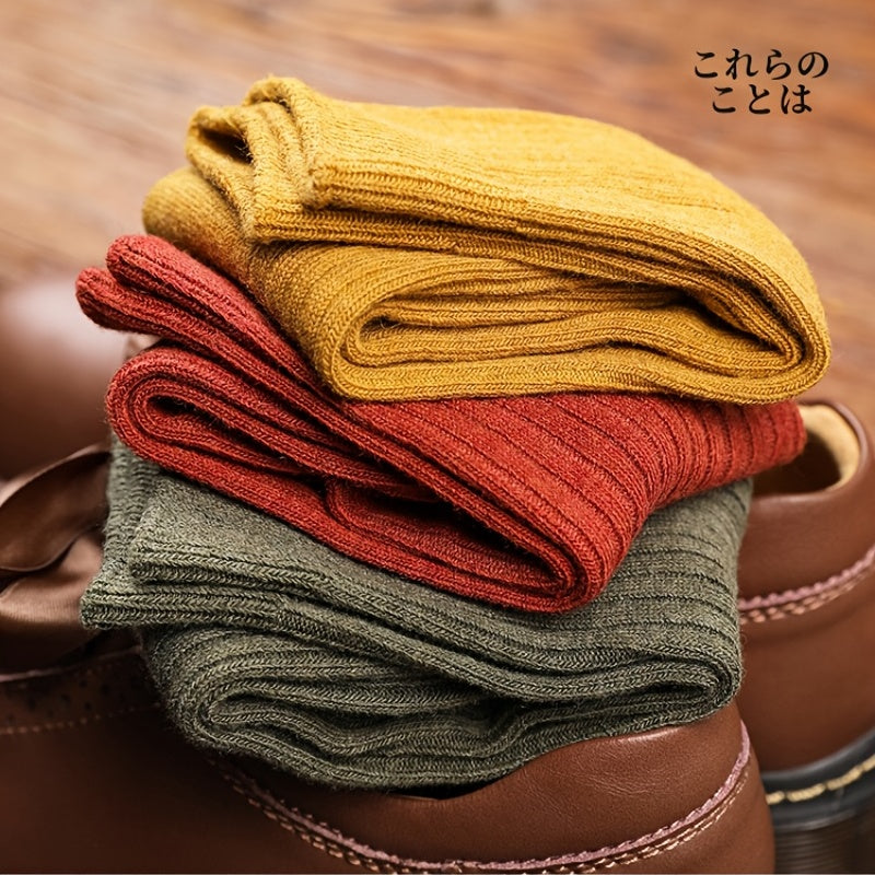 10 Solid Stripes Crew Socks for Women