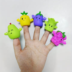 5pcs Fruit & Vegetable Finger Puppets English Story