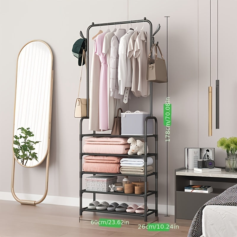 Entrance Coat Rack Foyer Shoe Rack with Storage Shelves