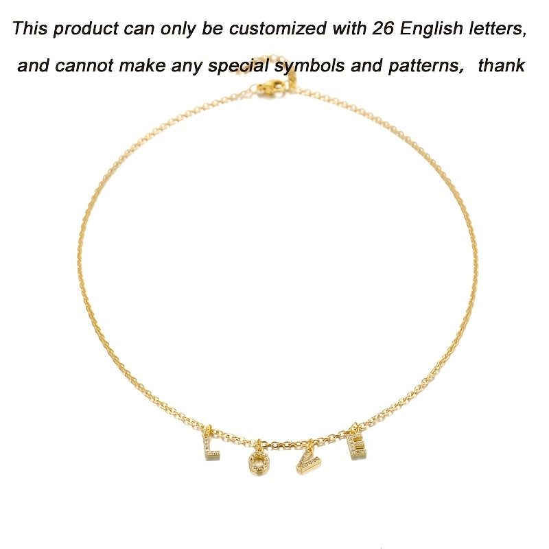 Custom Name Zircon Necklace Personalized Crystal Name Necklace Pendant Chain