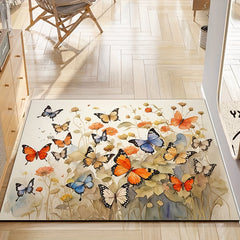 Colorful Butterfly Area Rug Decorative Carpet Polyester Textured Rug