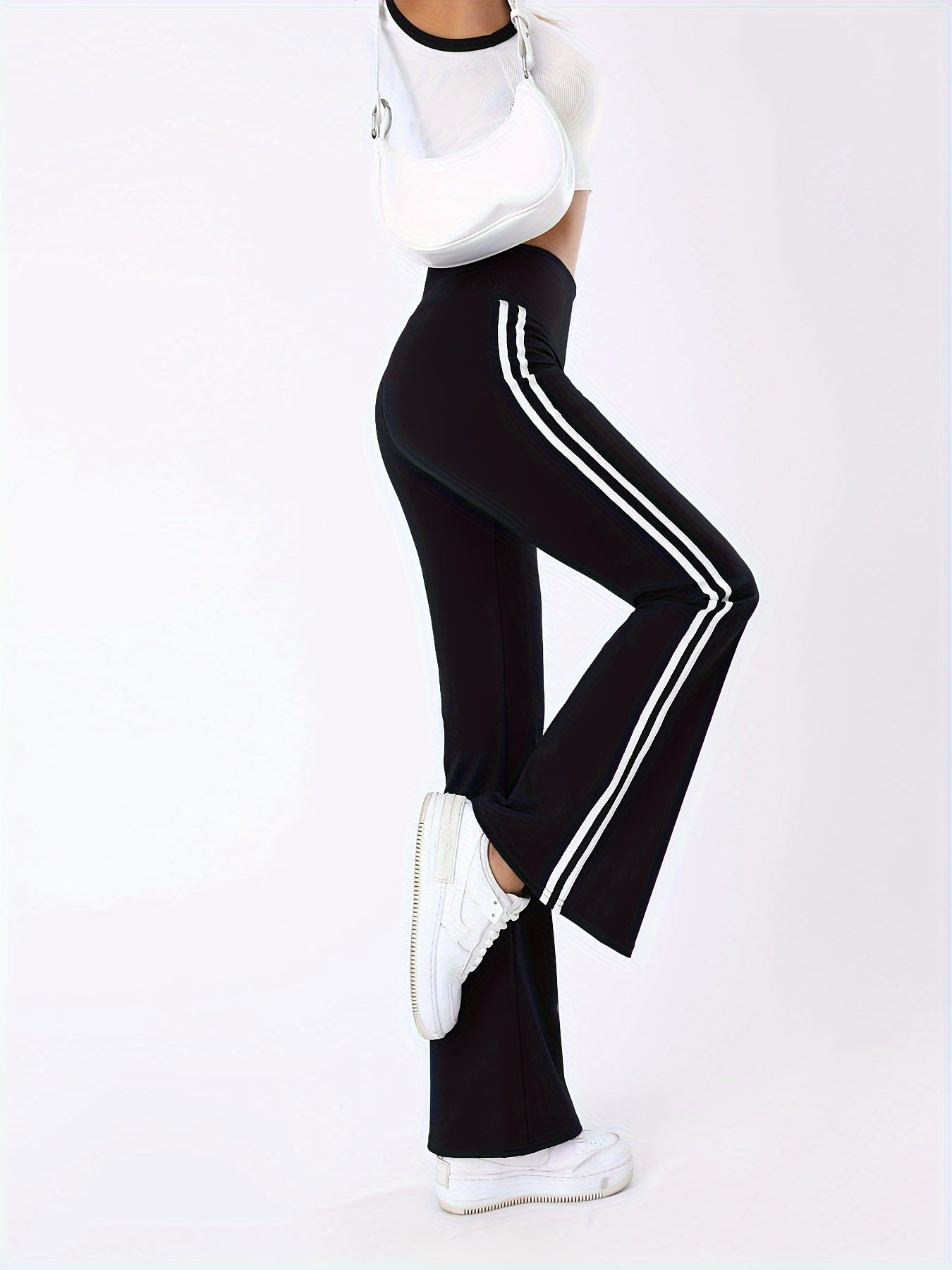 Striped Flare Yoga Pants High Waist Bootcut Fitness Pants