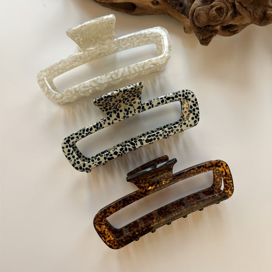 Polka Dot Hair Claw Acetate Hollow Rectangle for Women