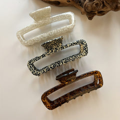 Polka Dot Hair Claw Acetate Hollow Rectangle for Women